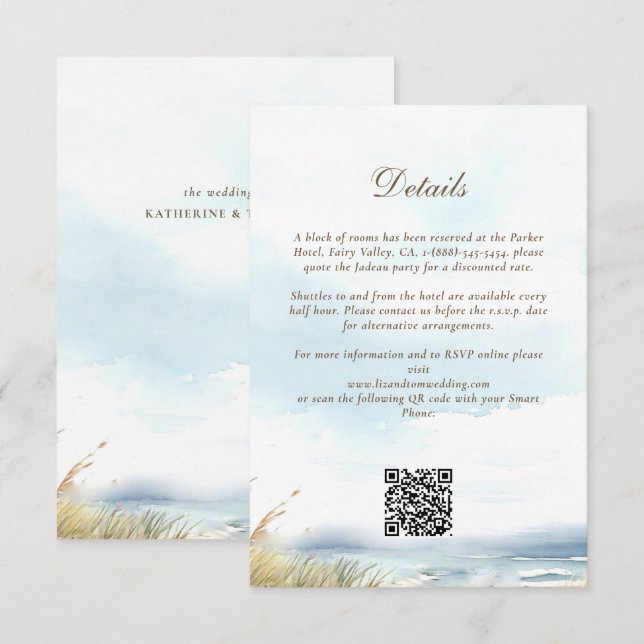 Wild Beach Ocean Wedding Details Enclosure Card (Front/Back)