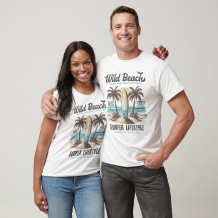 Wild Beach Surfer Lifestyle Vintage Sunset T-Shirt