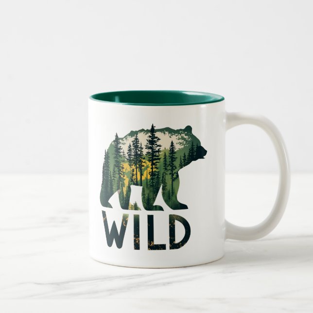 Wild Bear Outdoors Nature Two-Tone Coffee Mug (Right)