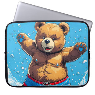 Wild Bear Summer Vintage Pool  Laptop Sleeve
