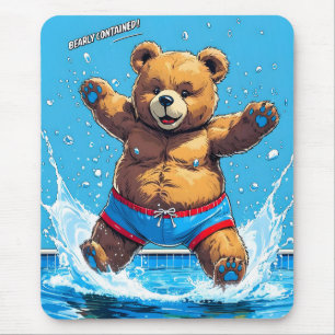 Wild Bear Summer Vintage Pool  Mouse Mat