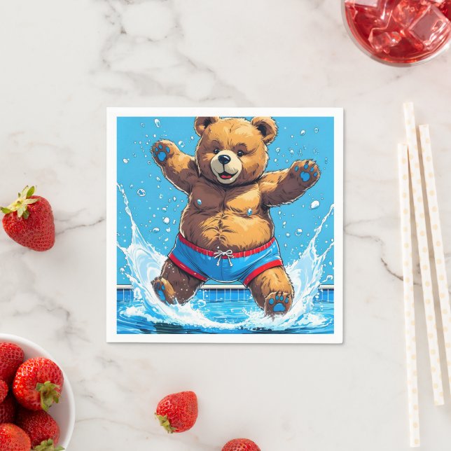 Wild Bear Summer Vintage Pool  Napkin (Insitu)