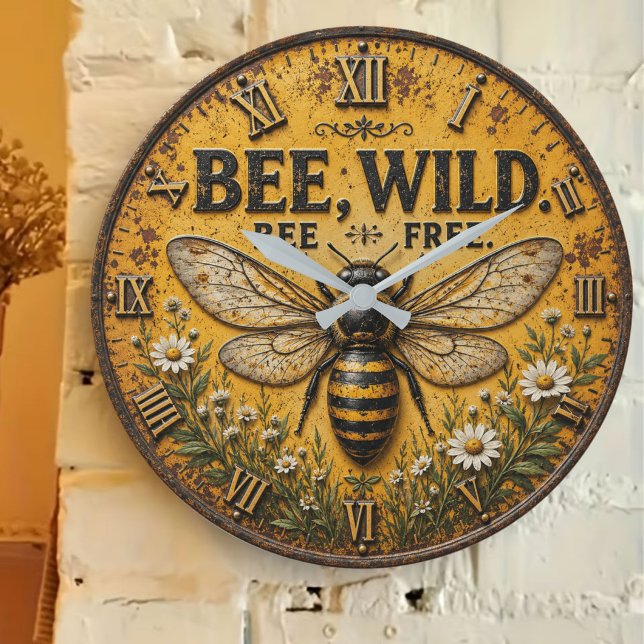 Wild Bee Rustic Farmhouse Large Clock (Creator Uploaded)