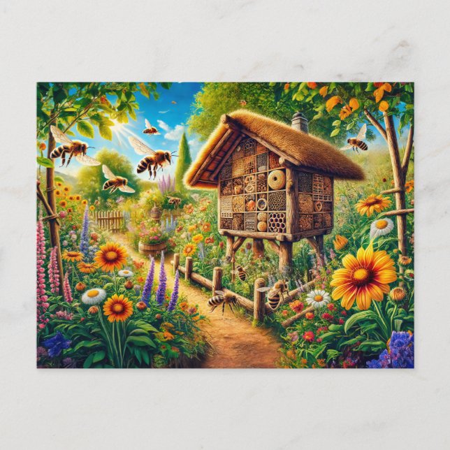 Wild Bees at the Insect Hotel Postcard (Front)