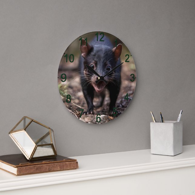 Wild Beginnings: The Young Tasmanian Devil Large Clock (Office)