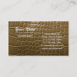 wild beige brown alligator crocodile  leather business card