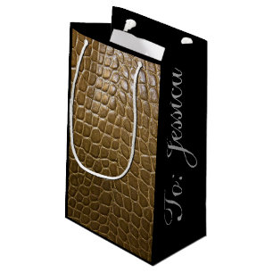 wild beige brown alligator crocodile  leather small gift bag