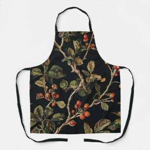 Wild Berries Black Apron - Custom Pink Berry Print