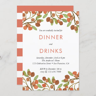 Wild Berries Dinner and Drinks Holiday Party Invitation