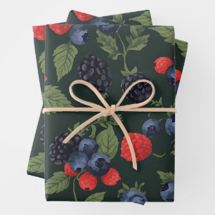 Wild Berries Pattern Wrapping Paper Blackberry,