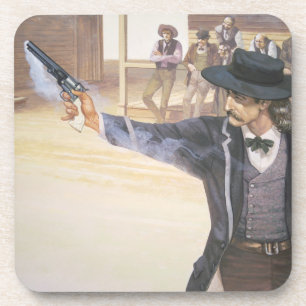 'Wild Bill' Hickok (1837-76) demonstrates his mark Coaster