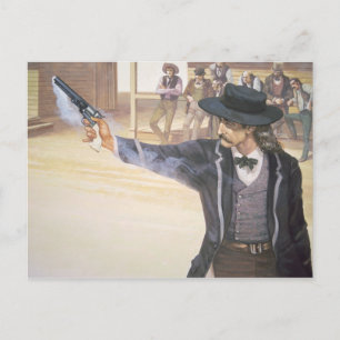 'Wild Bill' Hickok (1837-76) demonstrates his mark Postcard
