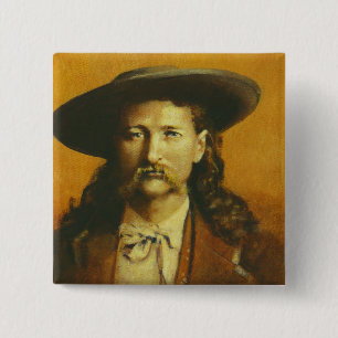 Wild Bill Hickok Illustration 15 Cm Square Badge