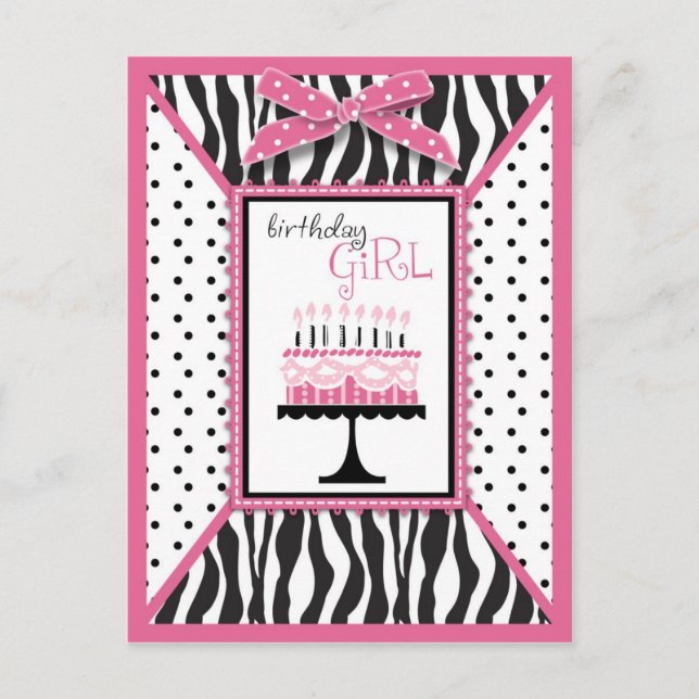 Wild Birthday Cake Postcard Pink (Front)