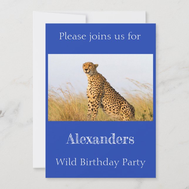 Wild Birthday Party Cheetah personalised Invitation (Front)