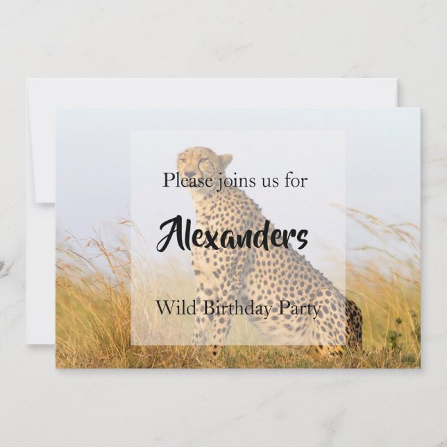 Wild Birthday Party Cheetah personalised Invitation (Front)