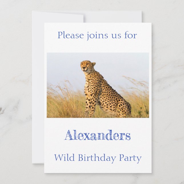 Wild Birthday Party Cheetah personalised Invitation (Front)