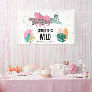 Wild Birthday Party Jungle Animals Kids Birthday Banner