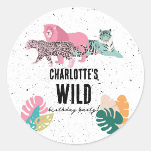 Wild Birthday Party Jungle Animals Kids Birthday Classic Round Sticker