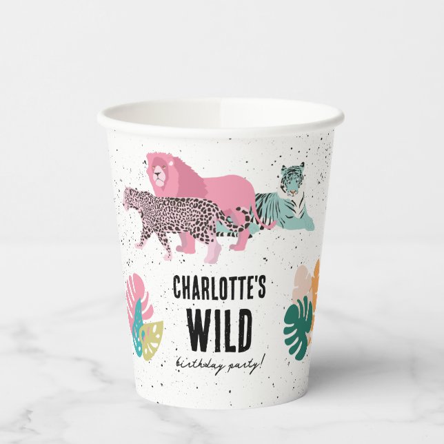 Wild Birthday Party Jungle Animals Kids Birthday Paper Cups (Left)