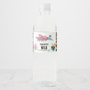 Wild Birthday Party Jungle Animals Kids Birthday Water Bottle Label