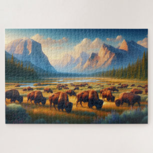 Wild Bison Valley, Mountains Jigsaw Puzzle
