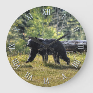 Wild Black Bear & Canadian Forest Photo Art Large Clock