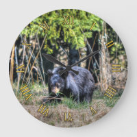 Wild Black Bear Cub & Forest Wildlife Photo Clock