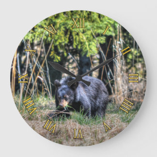 Wild Black Bear Cub & Forest Wildlife Photo Clock