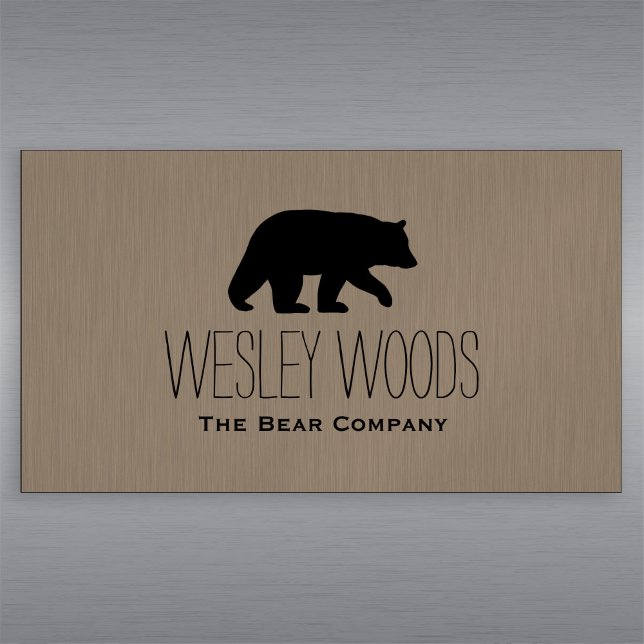 Wild Black Bear Silhouette | Simple Animal Graphic Magnetic Business Card (Creator Uploaded)