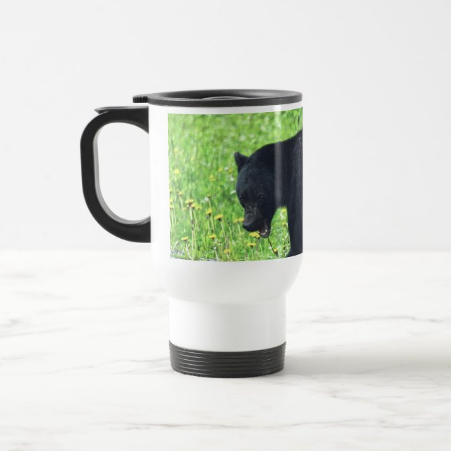 Wild Black Bear Walking in Grass 3 Travel Mug (Left)