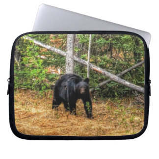 Wild Black Bear & Yukon Forest Photo Art Laptop Sleeve