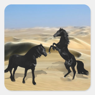 Wild black beauty horses square sticker