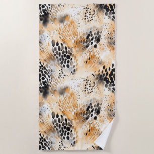 Wild Black Cream Leopard Animal   Beach Towel
