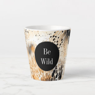 Wild Black Cream Leopard Animal Latte Mug