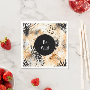 Wild Black Cream Leopard Animal Napkin