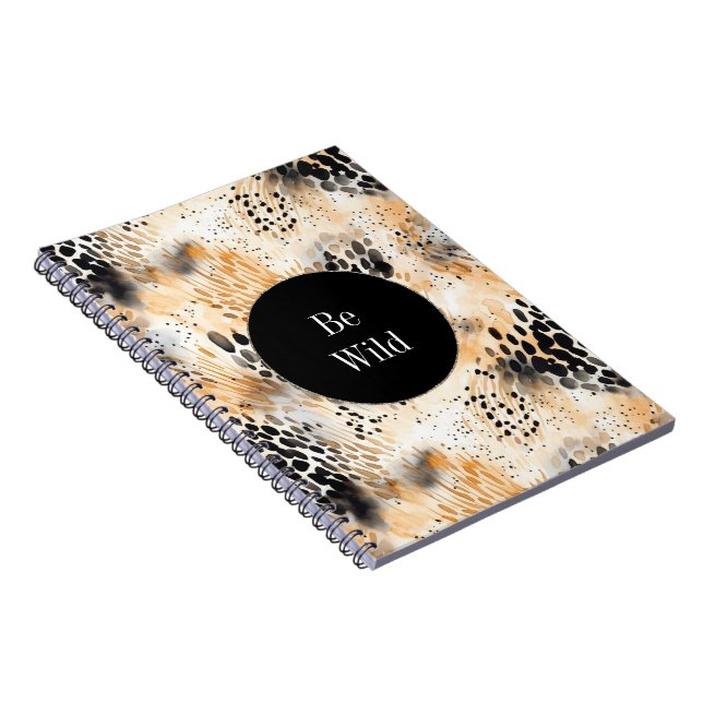 Wild Black Cream Leopard Animal   Notebook (Right Side)