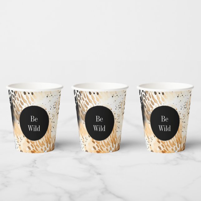 Wild Black Cream Leopard Animal   Paper Cups (Multi)