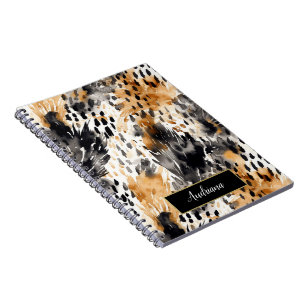 Wild Black Cream Leopard Animal Print Notebook