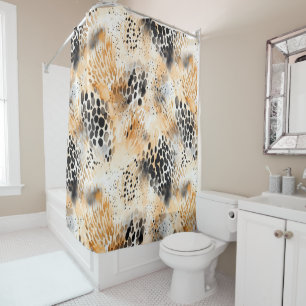 Wild Black Cream Leopard Animal   Shower Curtain