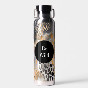 Wild Black Cream Leopard Animal Water Bottle