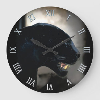 Wild Black Panther Animal-lover Large Clock