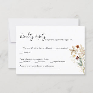 Wild bloom floral Wedding RSVP Card