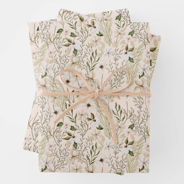 Wild Bloom Pattern Wrapping Paper Sheet (In situ)