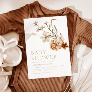 Wild Bloom Rustic Floral Baby Girl Shower Invitation