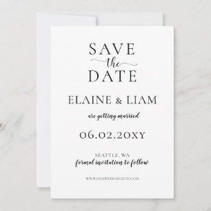 Wild Blossoms Black and White Calligraphy Wedding Save The Date