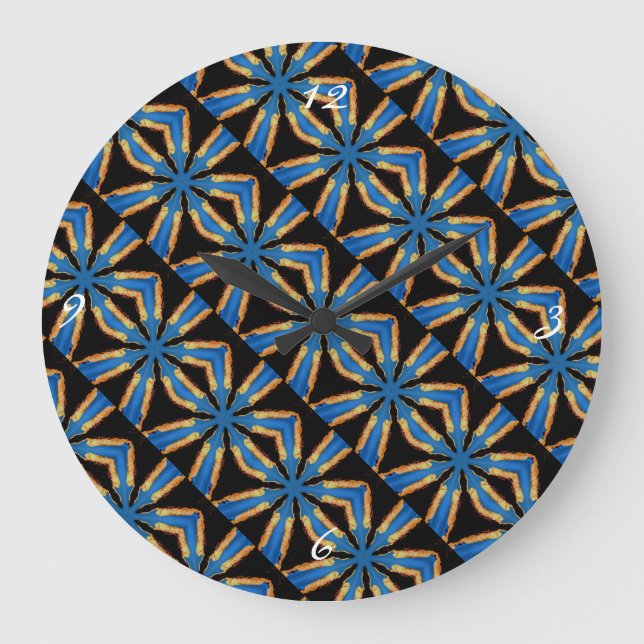 wild blue and black geometric clock (Front)