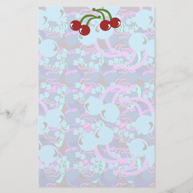 Wild Blue Cherry Stationary Stationery (Front)