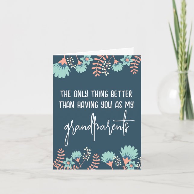 Wild Blue Floral Pregnancy Reveal to Grandparents  Announcement (Front)