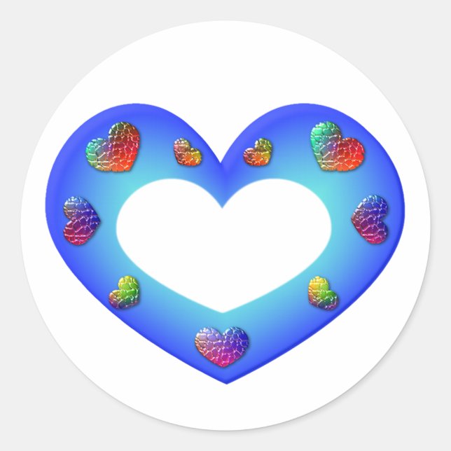 Wild Blue Heart Classic Round Sticker (Front)